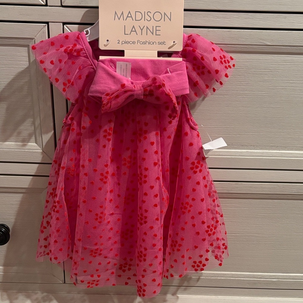 Madison Pink and Red Kids Formal Dress
